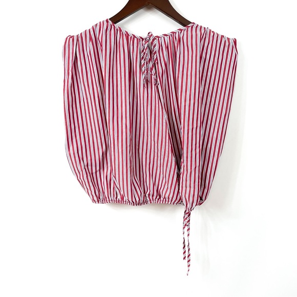 Zara Poplin Top With Red and White Stripes - Picture 6 of 8